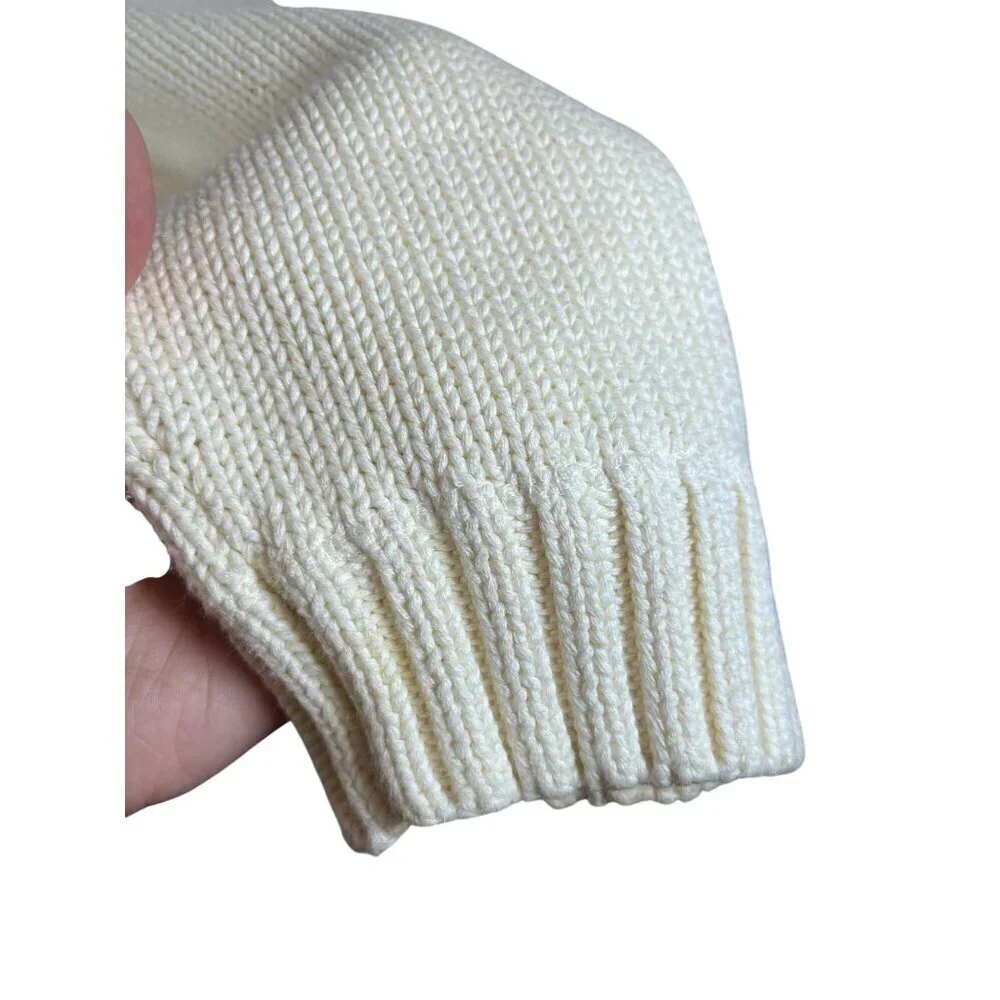 Ralph Lauren Knit Sweater 2XL Cream Academia Old Money Varsity Retro Classic 80s